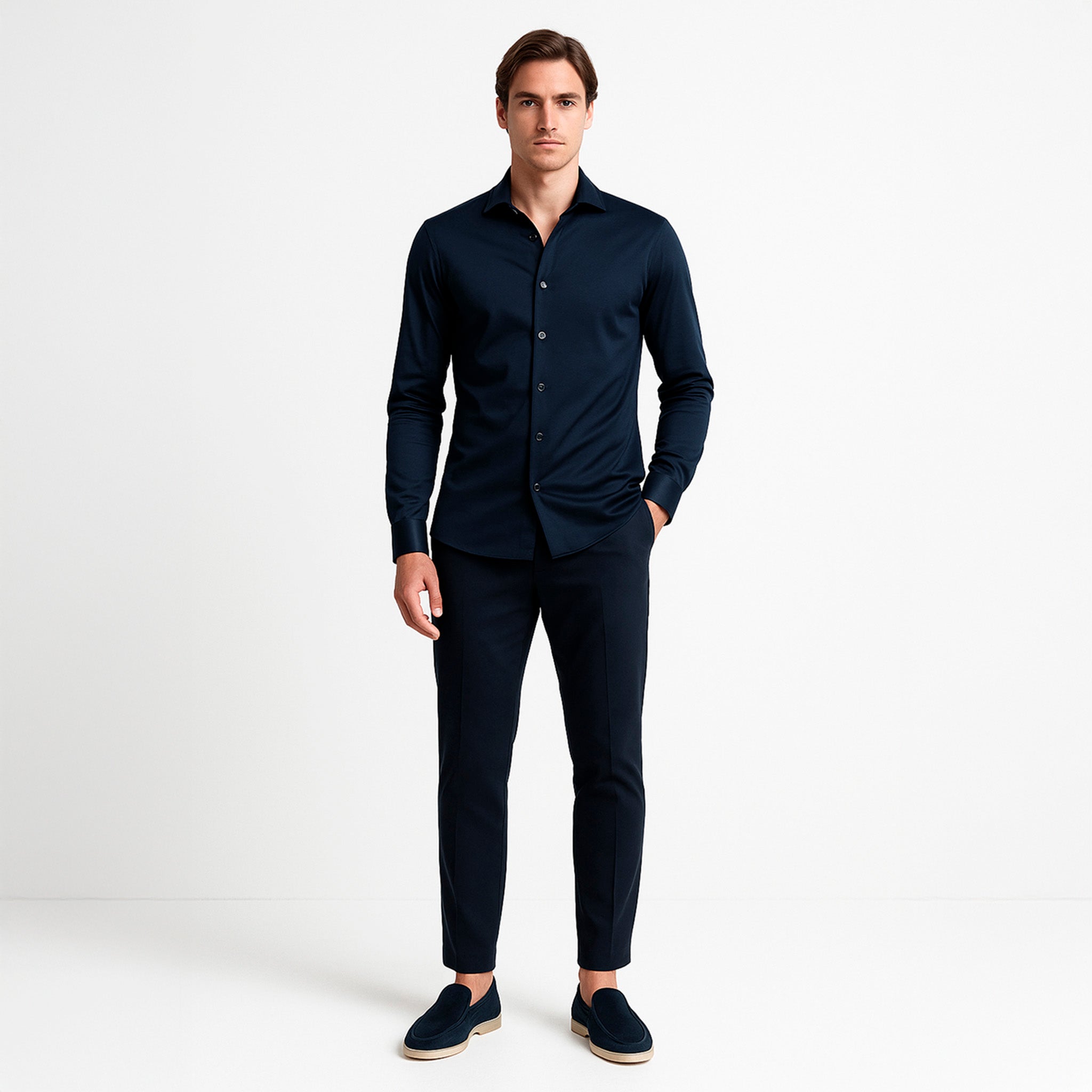 Middernachtblauw formeel overhemd