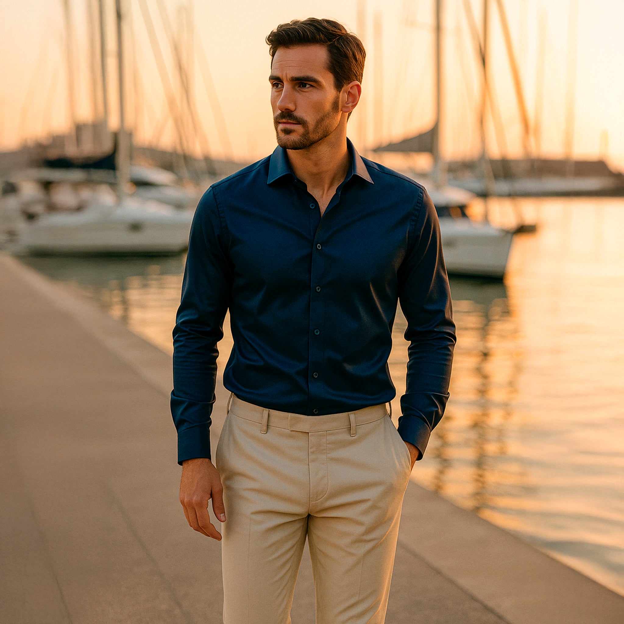 Middernachtblauw formeel overhemd