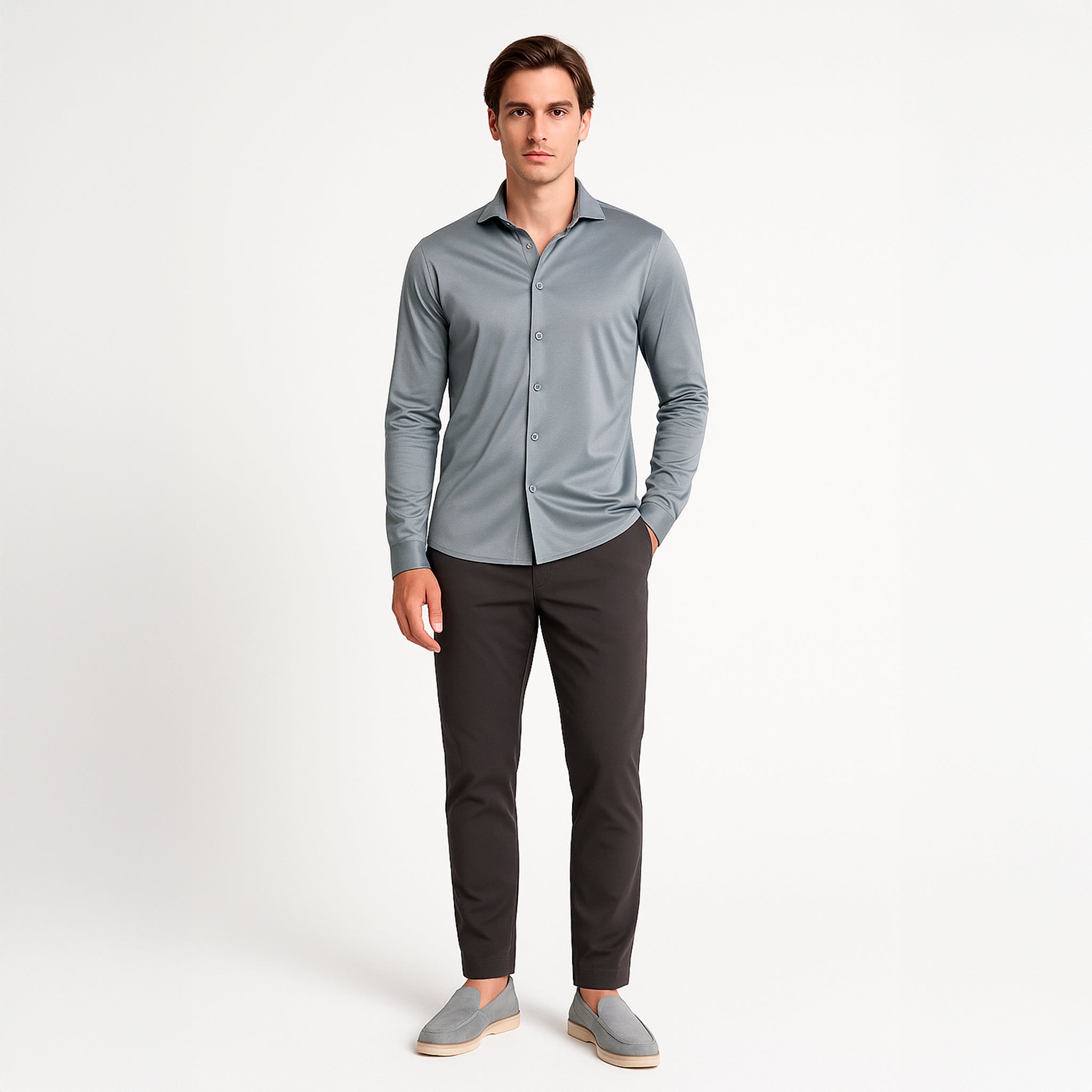 Mistgrijs formeel overhemd