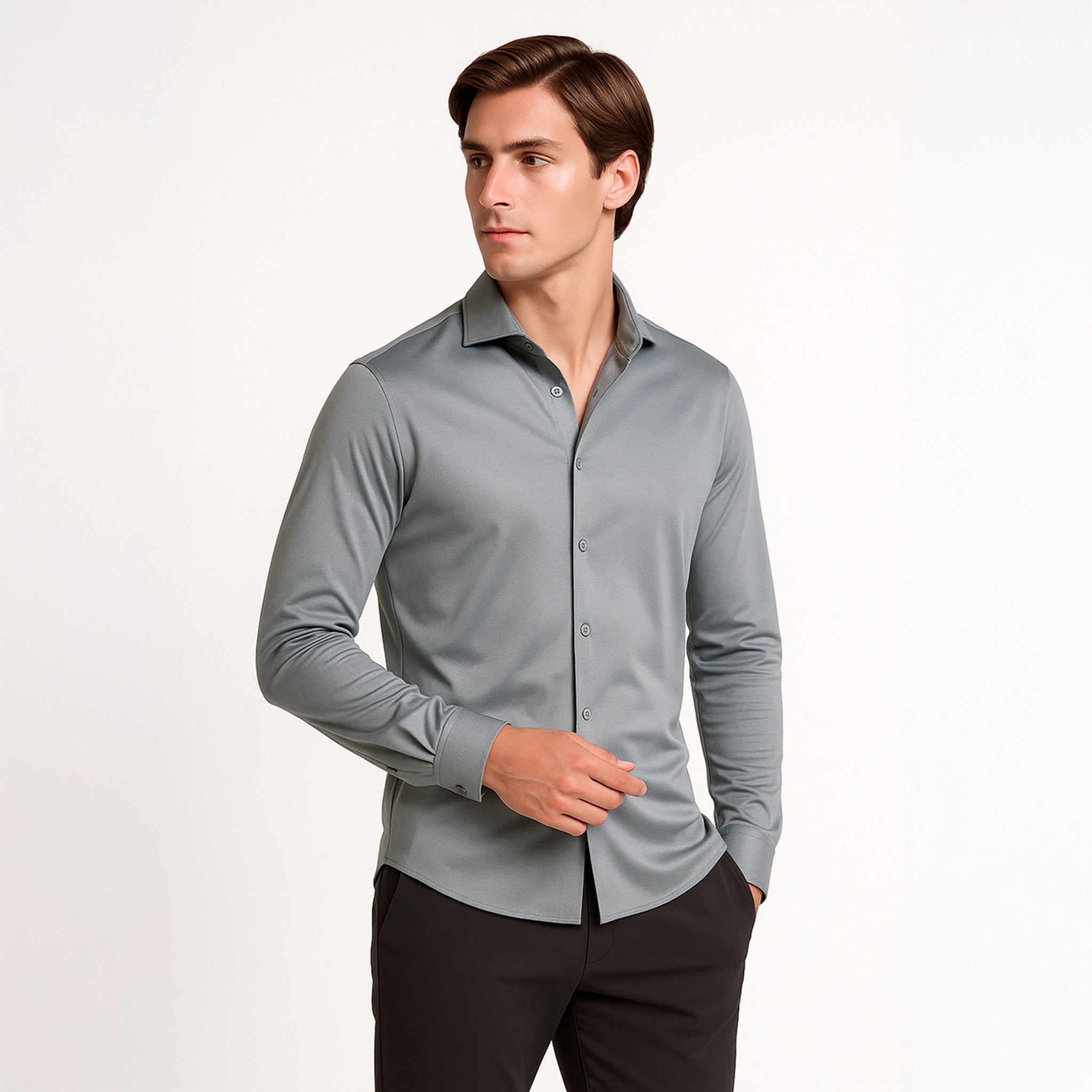 Mistgrijs formeel overhemd