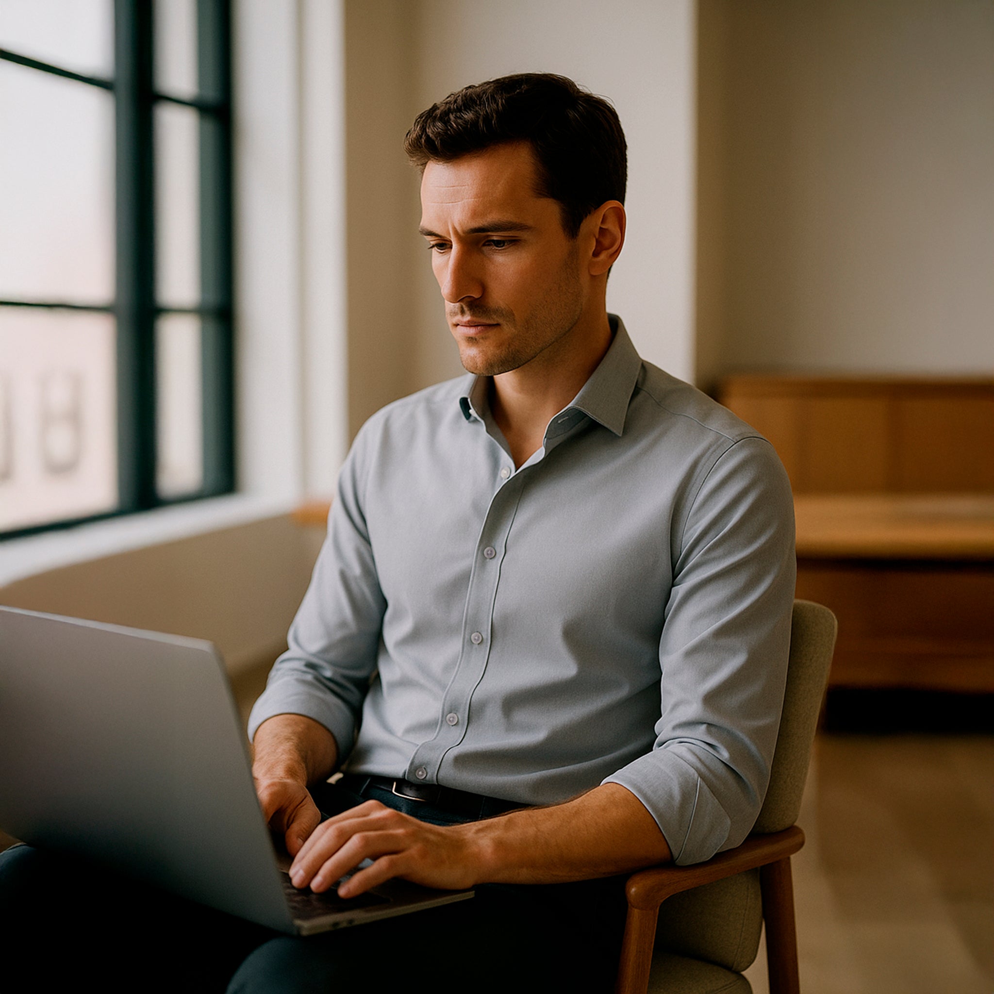 Mistgrijs formeel overhemd