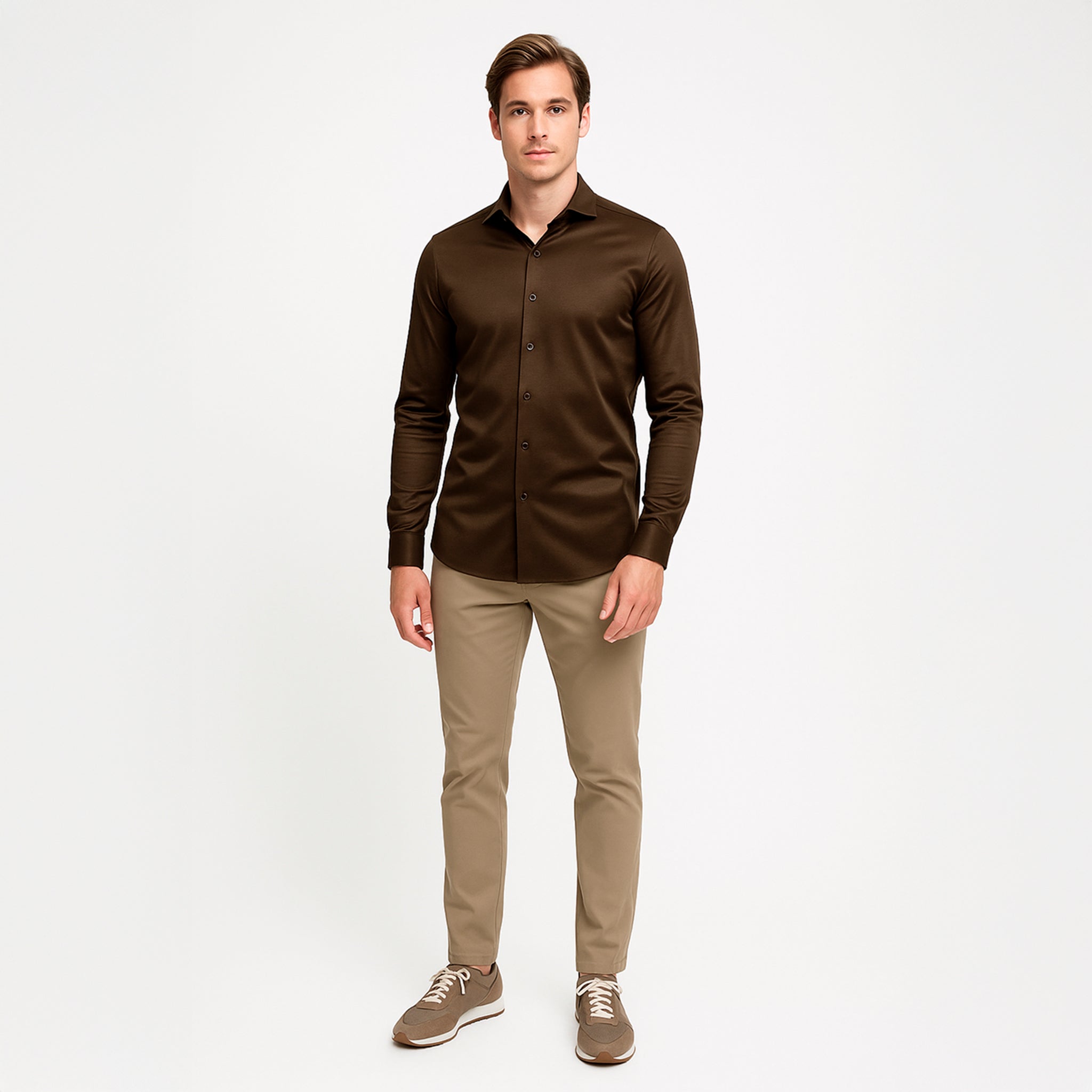 Mochabruin formeel overhemd