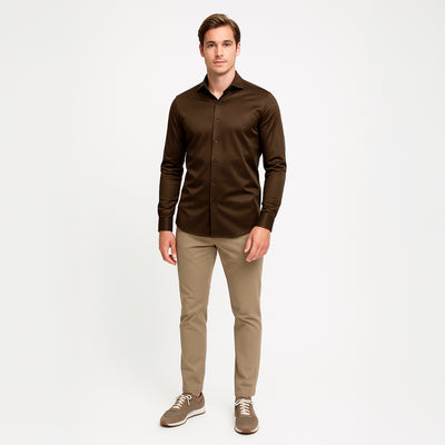 Mochabruin formeel overhemd