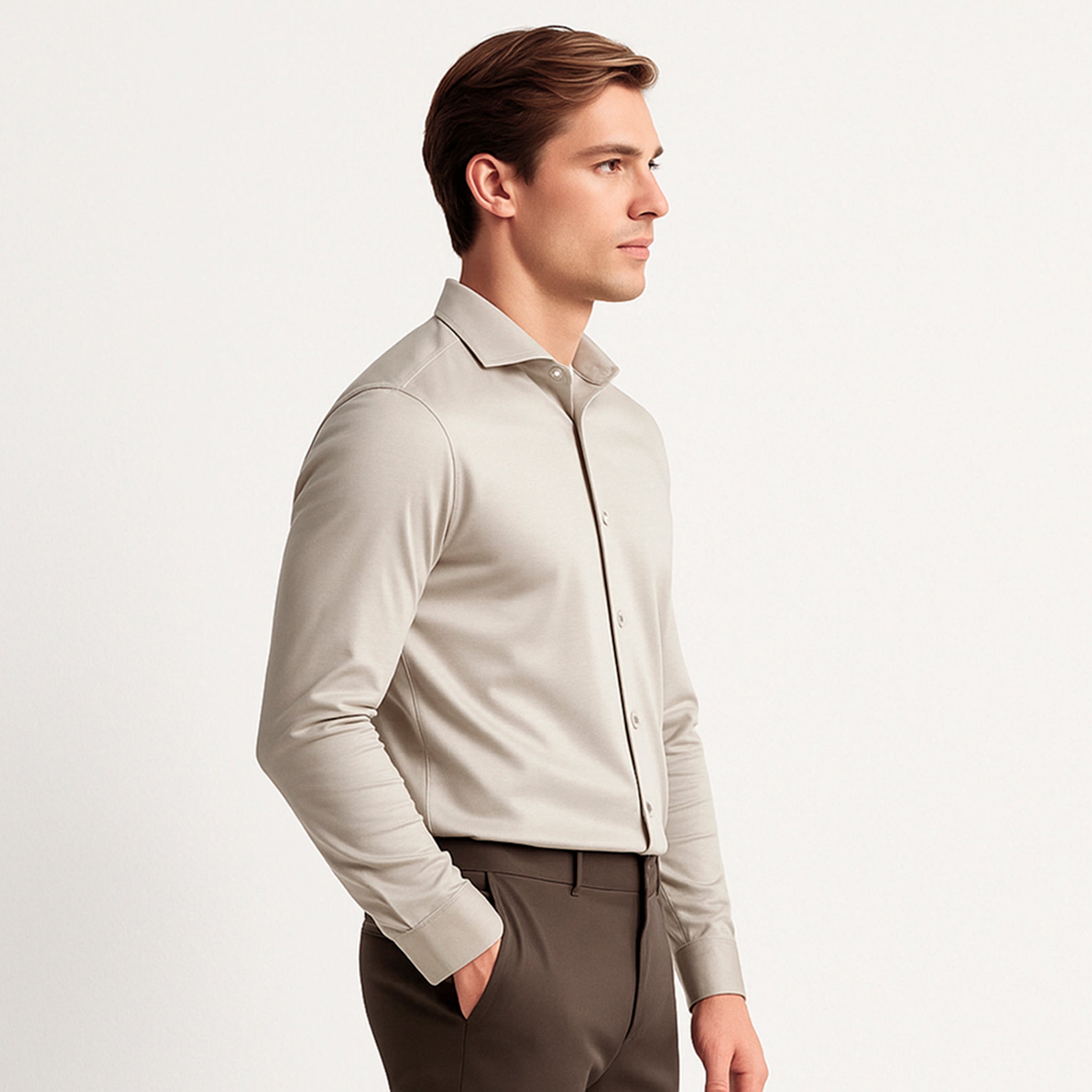 Sandstone Beige Formeel Overhemd