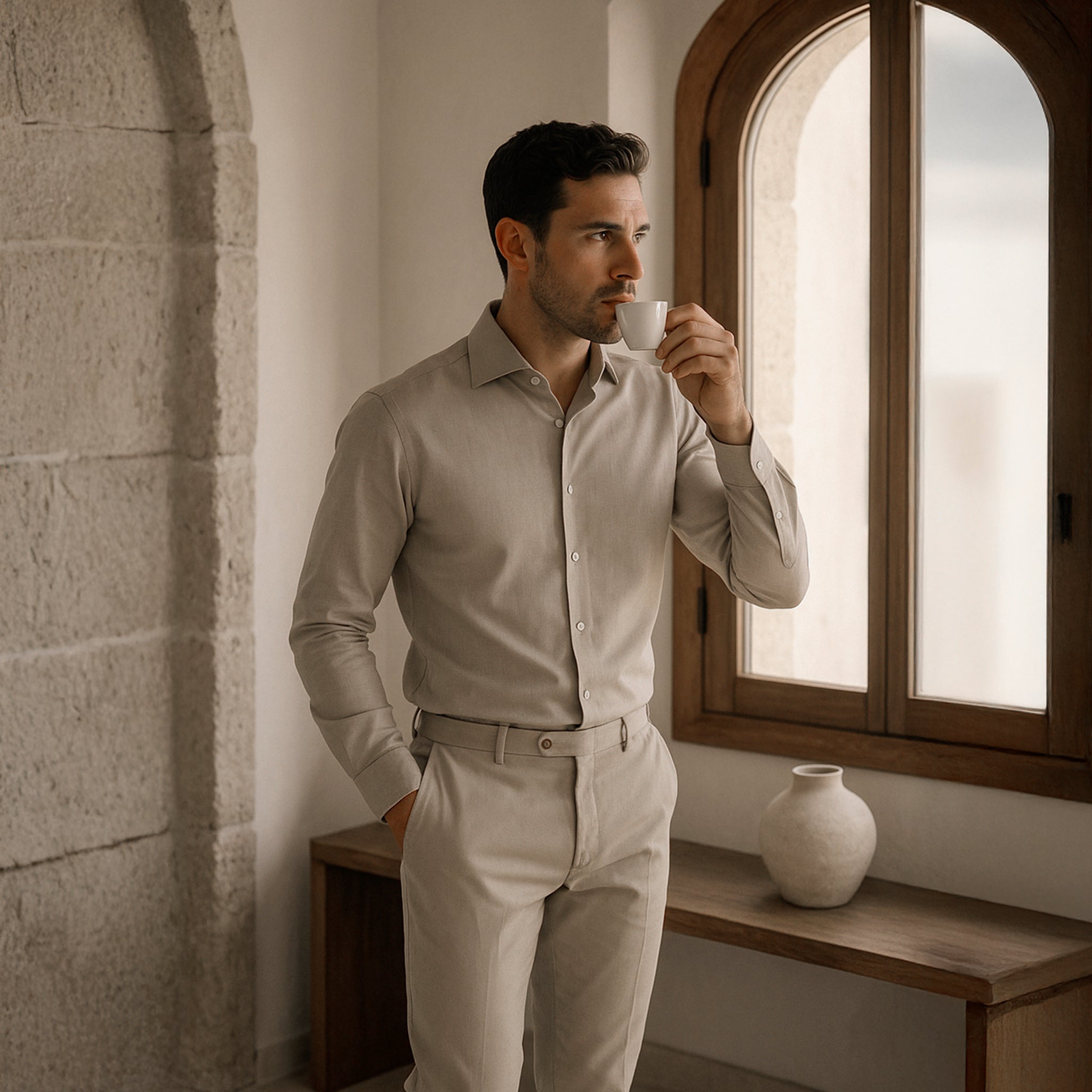 Sandstone Beige Formeel Overhemd